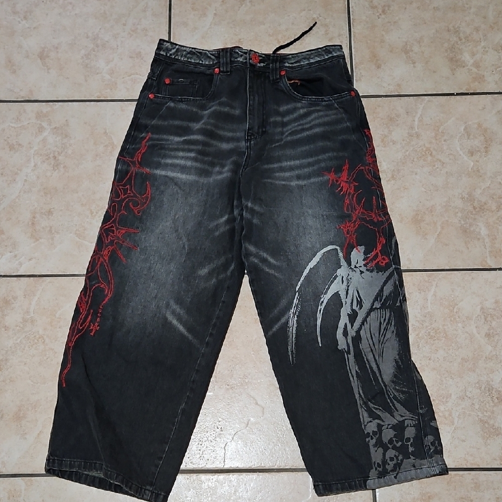Vitriol Void Angel Black Wash Ultra Wide Leg Jeans - NEVER WORN